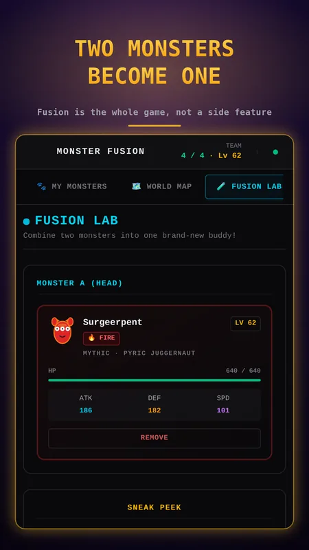 Monster Fusion: two monsters become one in the Fusion Lab