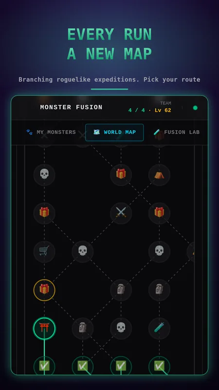 Monster Fusion: every run is a new branching map